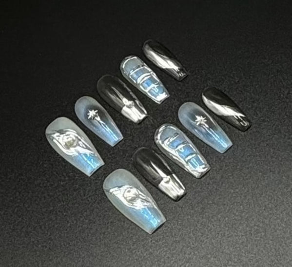 Blue Galaxy Press-on Nails