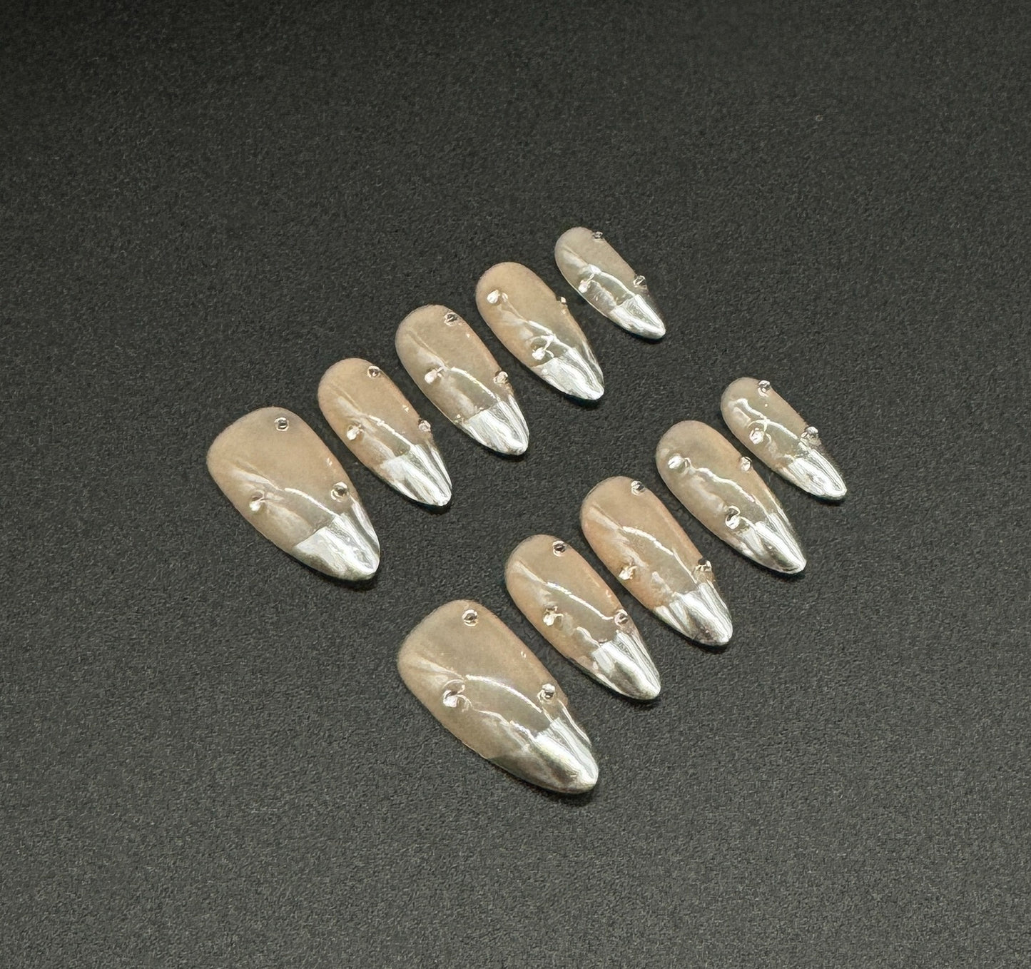 Simple Nude Diamond Press-on Nails