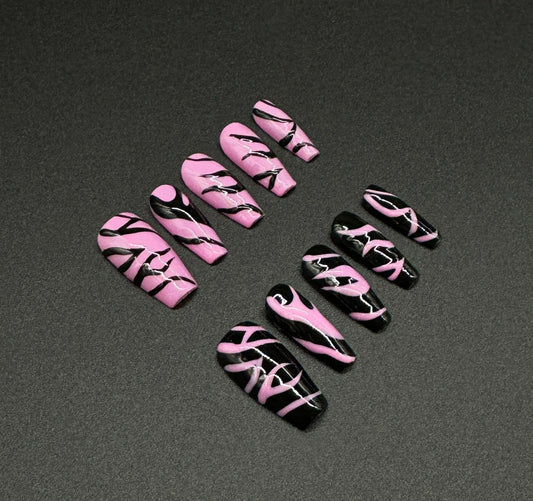 Blackpink Zebra Print Press-on Nails