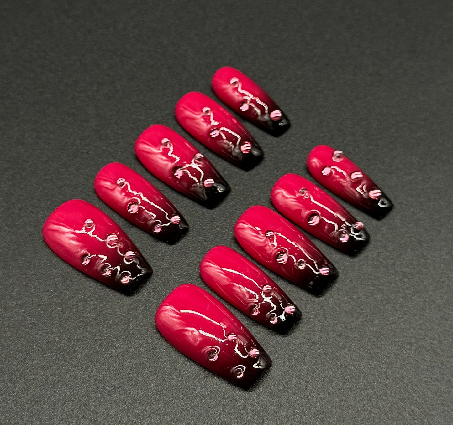Red Crystal Nails Press-On Nails