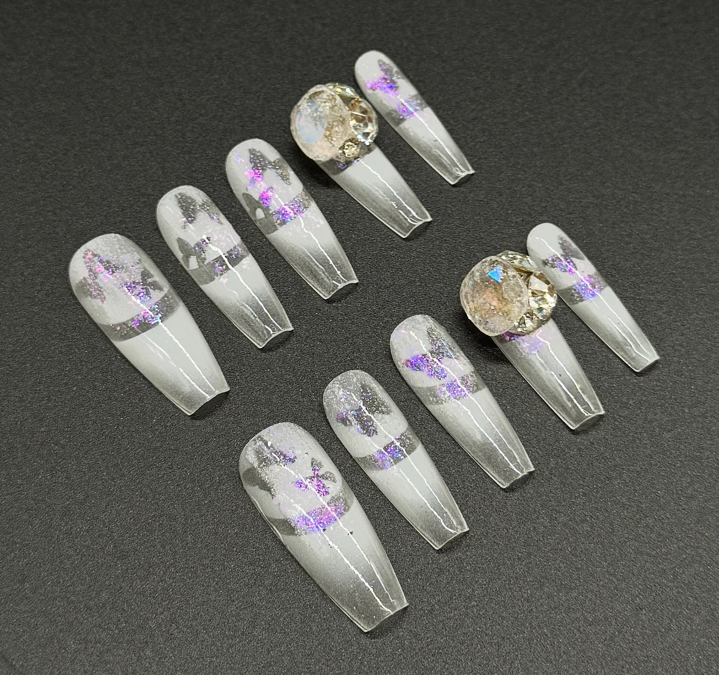 Silver Whisper Butterfly Nails Press-on Nails