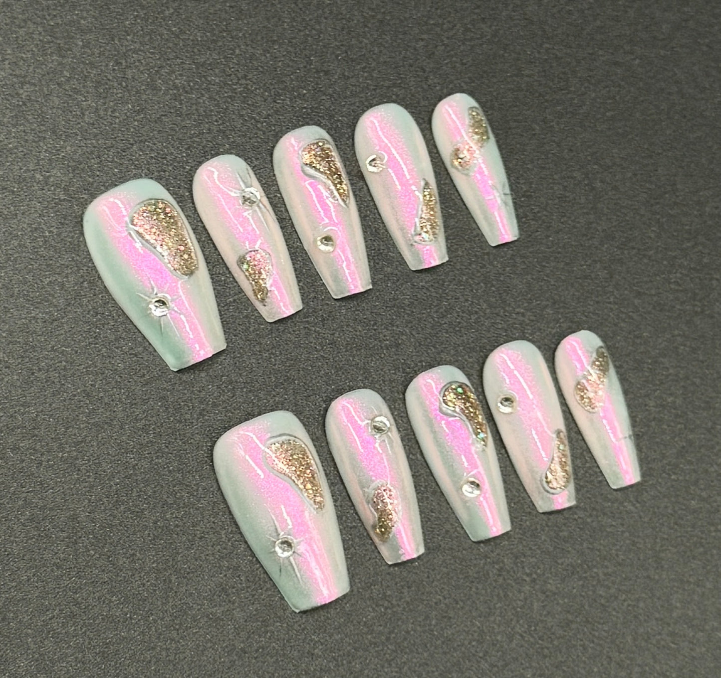 Jade Glitch Press-on Nails