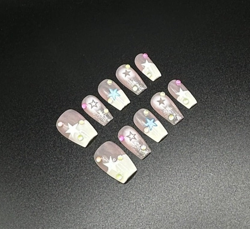 Colorful Stars Press-on Nails