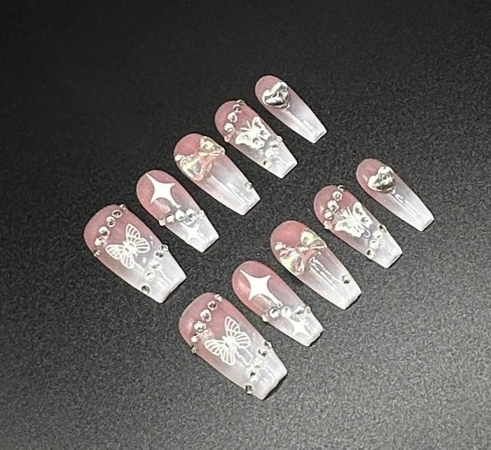 Starry Butterfly Glow Press-on Nails