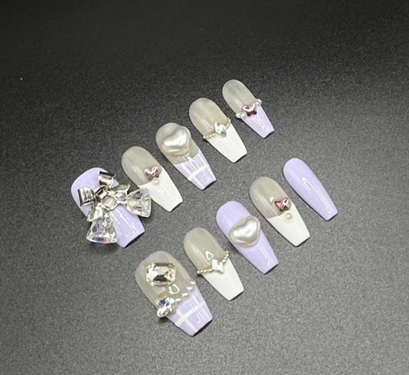 Lavender Bow Brilliance Press-on Nails