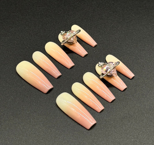 Pink Blush Diamond Stone Press-on Nails